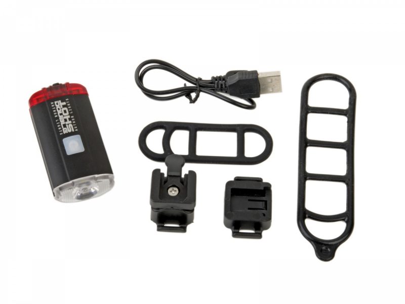 Dviračio lempų komplektas Author A-DoubleShot 250/12 liumenai USB (juoda)