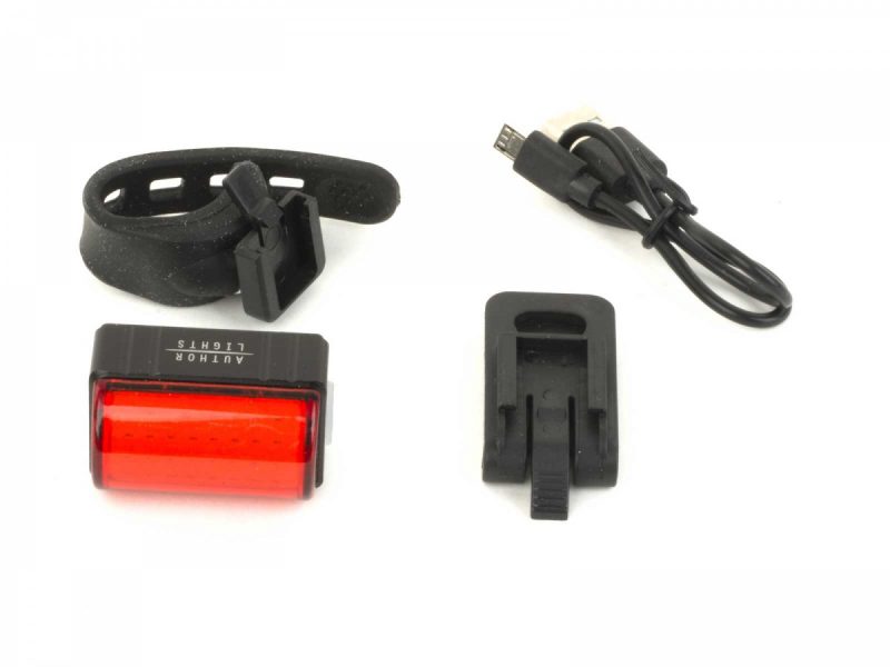 Dviračio lempa Author A-Square USB CobLed 100 liumenai (juoda/raudona-lens)